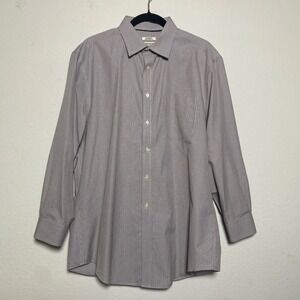Jos. A Bank 1905 Tailored Fit‎ Non-Iron Dress Shirt Mens 16 1/2-32 Brown Blue